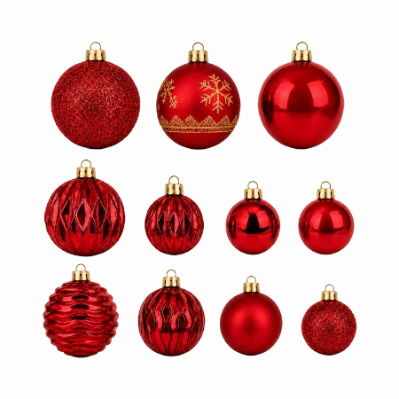 Set Ornamente Plastic de Craciun / Rosu - 62P.