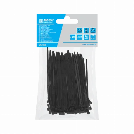 Fasete de legatura negre 2,5x100 mm, 100 buc.