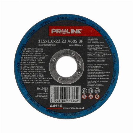Disc de taiere metal 115 mm, orificiu 22 mm, Proline 44110