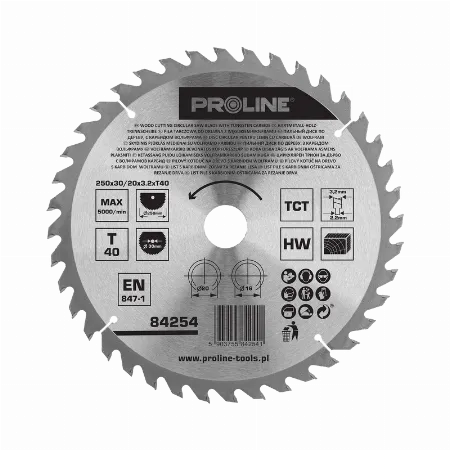 Disc circular pentru lemn cu dinti din carbura sinterizata 250 mm, 40 dinti