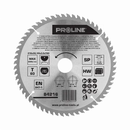 Disc circular pentru lemn 210 mm, 60 dinti Proline 84216