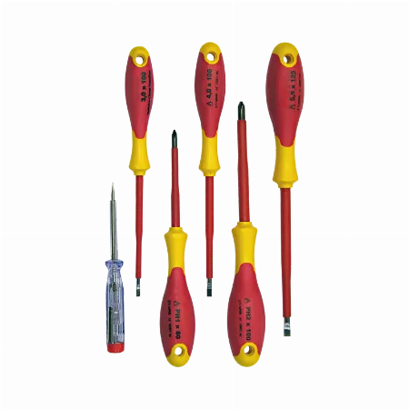Set 6 surubelnite electrotehnice izolate 1000 V, plate si PZ, cu tester, Profix 10599
