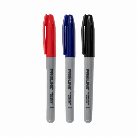 Markere permanente Proline 38031, varf rotund, set 3 buc. (negru, albastru, rosu)