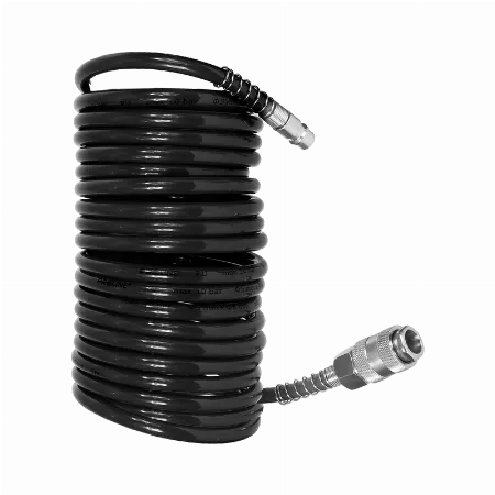 Furtun pneumatic spiralat PU cu cuple rapide 6,5x10 mm / 15 m