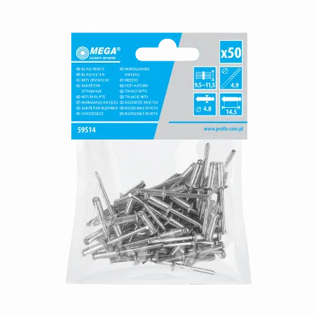 Popnituri Aluminiu 4.8X14.5MM, 50/Set