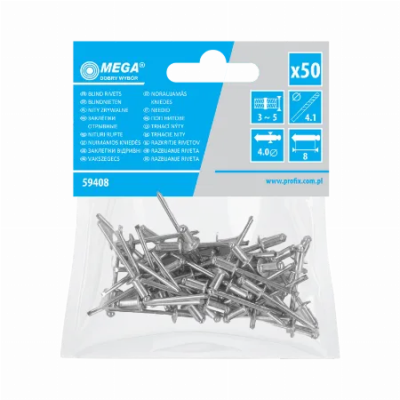 Popnituri aluminiu 4,0 x 8 mm, 50 buc.
