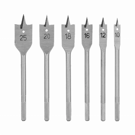 Set burghie plate pentru lemn 10-25 mm, 6 piese Mega 26406