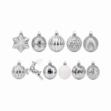 Set Ornamente de Craciun / Argintiu - 48P.