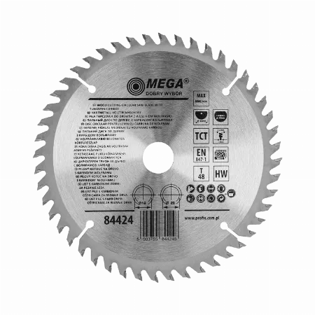 Disc circular pentru lemn 160 x 20/16 mm, 48 dinti, Mega 84424