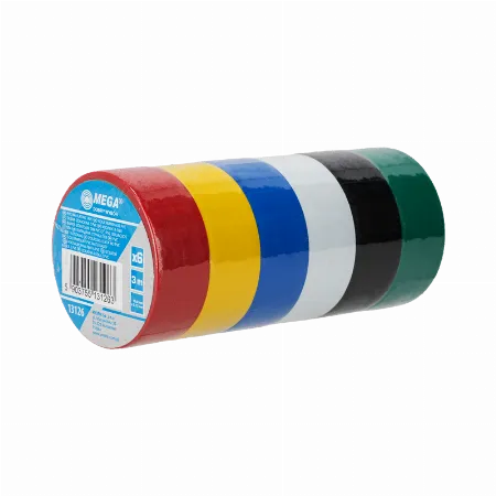 Benzi izolatoare multicolor 19 mm x 0,13 mm x 3 m, set 6 bucati, Mega 13126