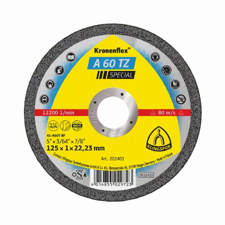 Disc de debitare inox plat Klingspor A60TZSPECIAL KL202400, 115 x 1,0 x 22,23 mm