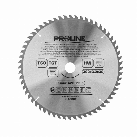 Disc circular pentru lemn 300 mm, 60 dinti din carbura sinterizata (vidia)