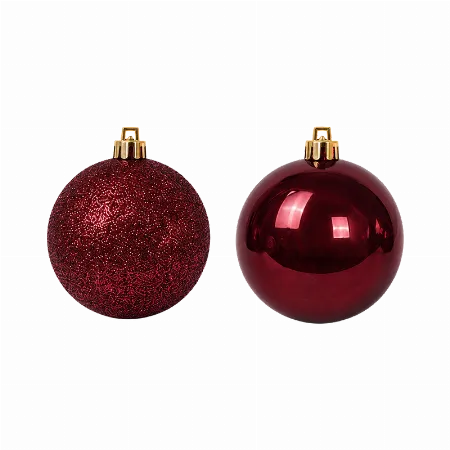 Set Ornamente Plastic de Craciun / Bordo - 24P.