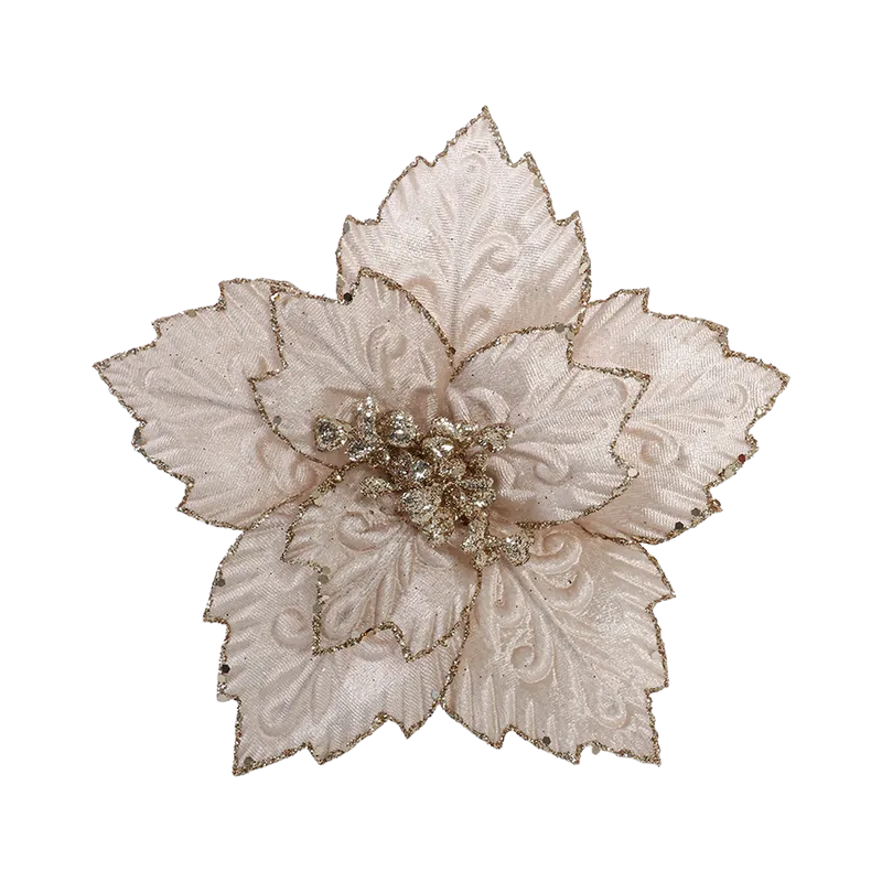 Floare decorativa de Craciun argintie 22x19 cm