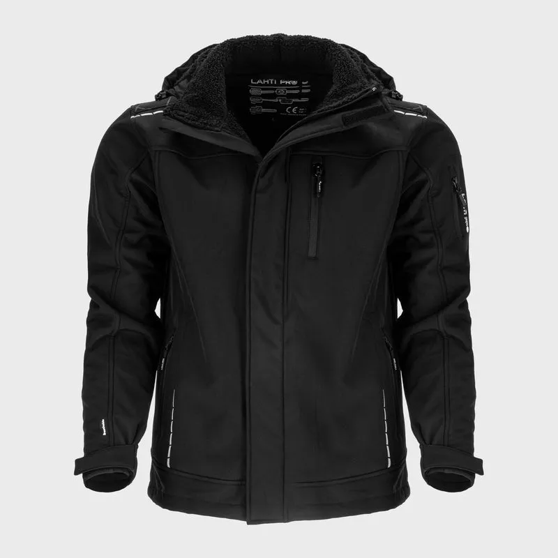 Jacheta Elastica Captusita cu Gluga / Negru - 2XL