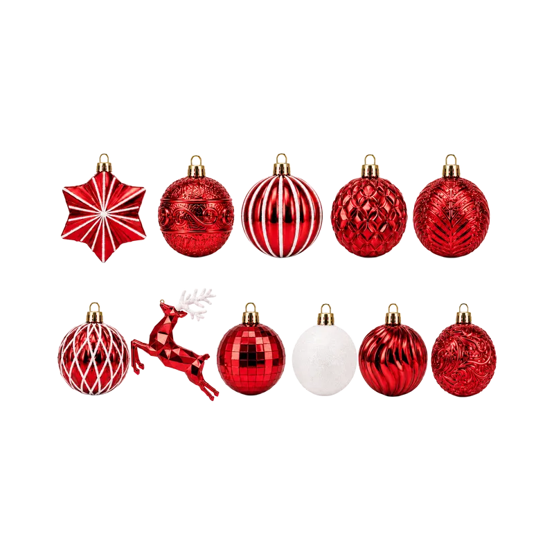 Set Ornamente de Craciun / Rosu - 48P.