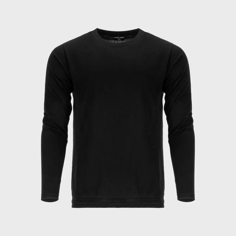 Tricou Bumbac Subtire cu Maneca Lunga / Negru - XL