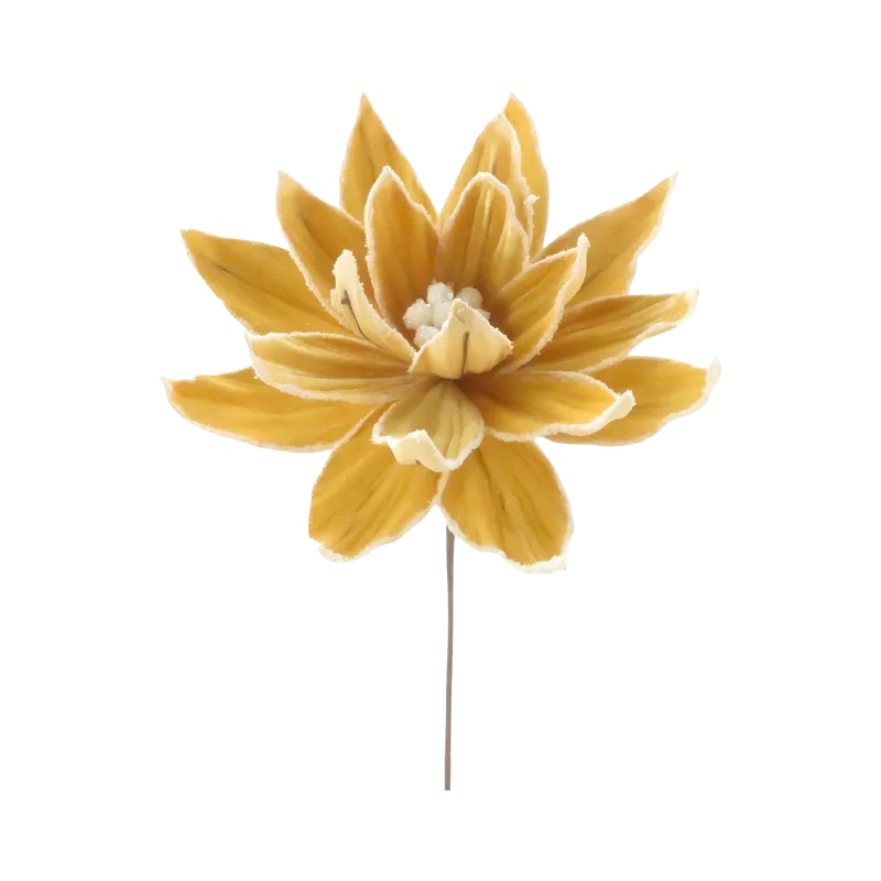 Floare Decorativa de Craciun 30CM / Auriu-Deschis