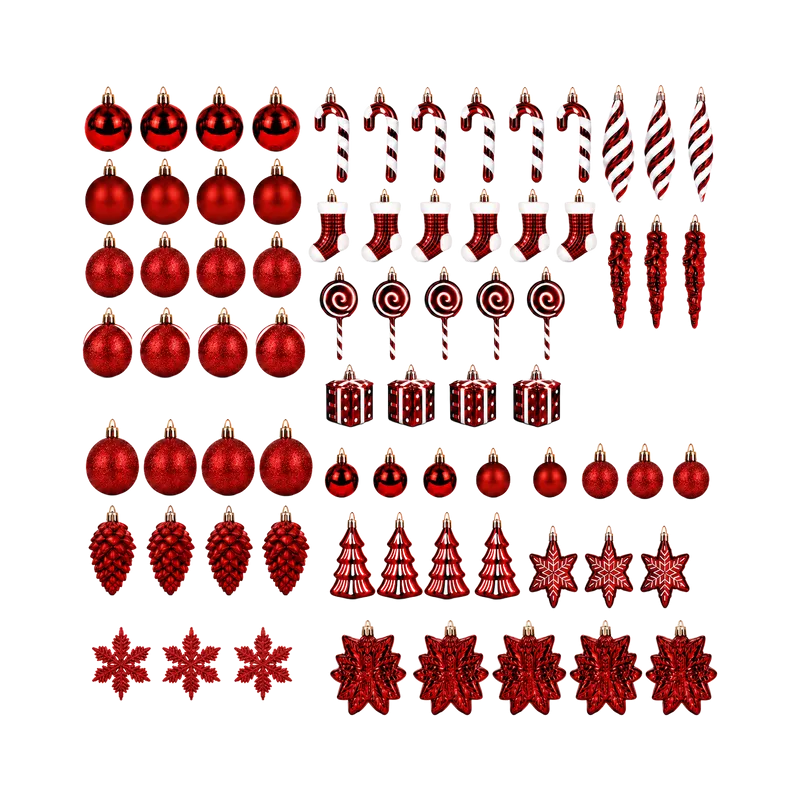 Set Ornamente Diversificate de Craciun / Auriu - 76P.