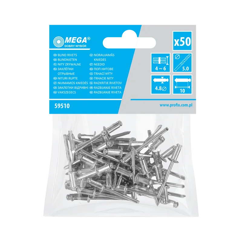 Popnituri Aluminiu 4.8X10.0MM, 50/Set