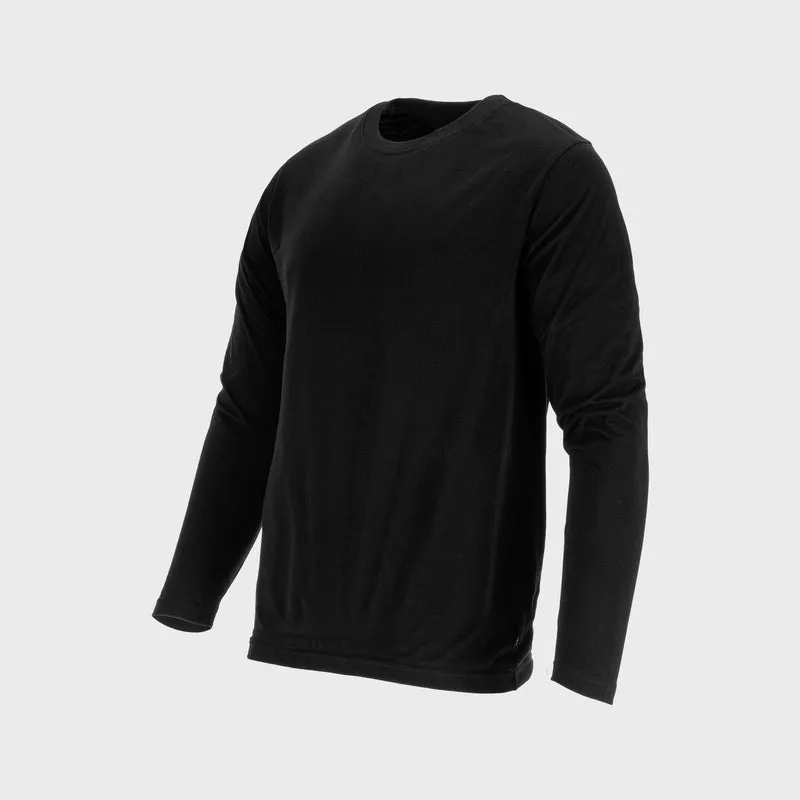 Tricou Bumbac Subtire cu Maneca Lunga / Negru - XL