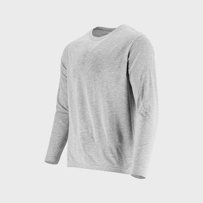 Tricou Bumbac Subtire cu Maneca Lunga / Gri - 3XL