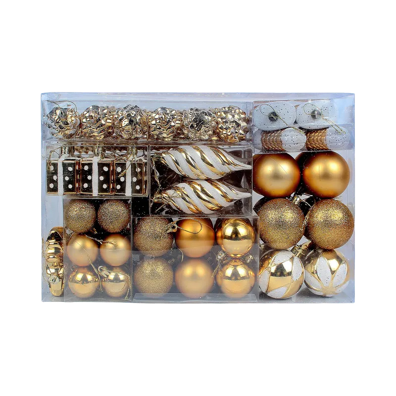 Set Ornamente Diversificate de Craciun / Rosu - 72P.
