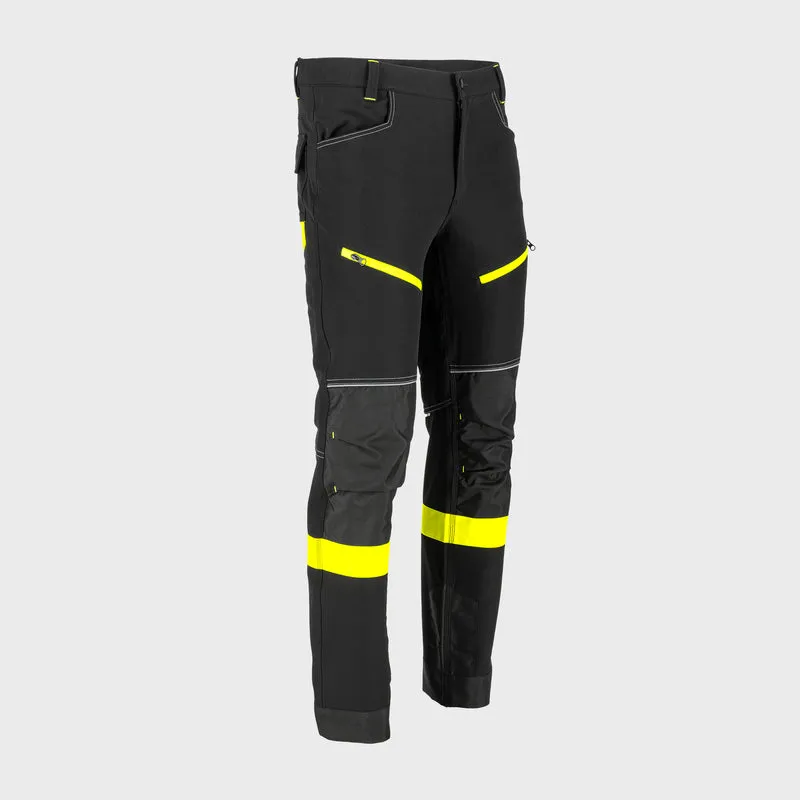 Pantalon Lucru Elastic / Negru-Galben - M
