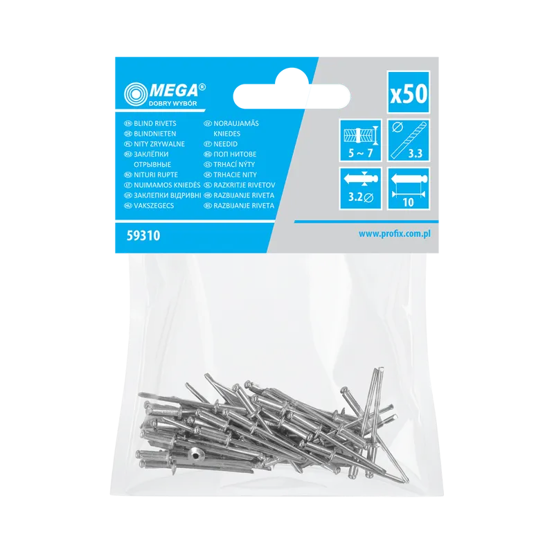 Popnituri Aluminiu 3.2X10.0MM, 50/Set