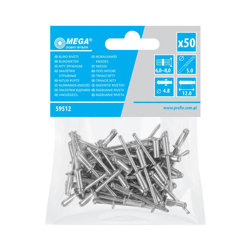 Popnituri Aluminiu 4.8X12.0MM, 50/Set