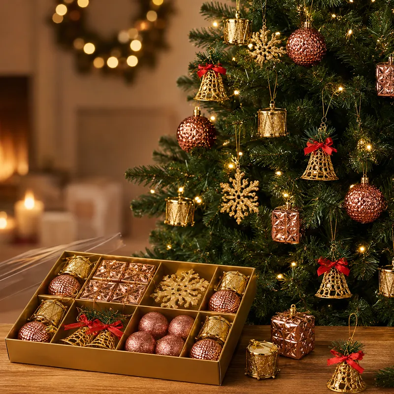 Set Ornamente de Craciun / Roz - 24P.