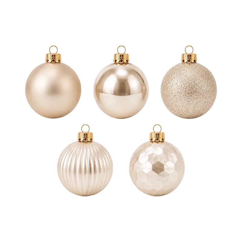 Set Ornamente Plastic de Craciun / Bej-Deschis - 50P.