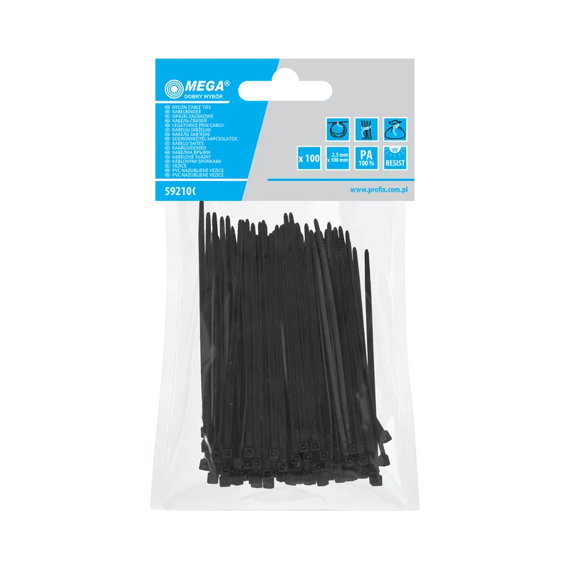 Fasete Legatura Negre 2.5X100MM, 100/Set