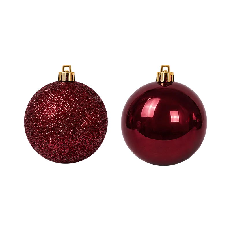 Set Ornamente Plastic de Craciun / Bordo - 24P.
