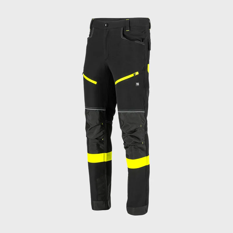 Pantalon Lucru Elastic / Negru-Galben - M