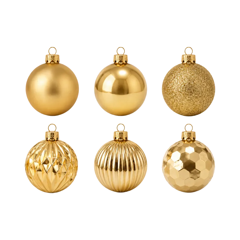 Set Ornamente Plastic de Craciun / Auriu - 24P.