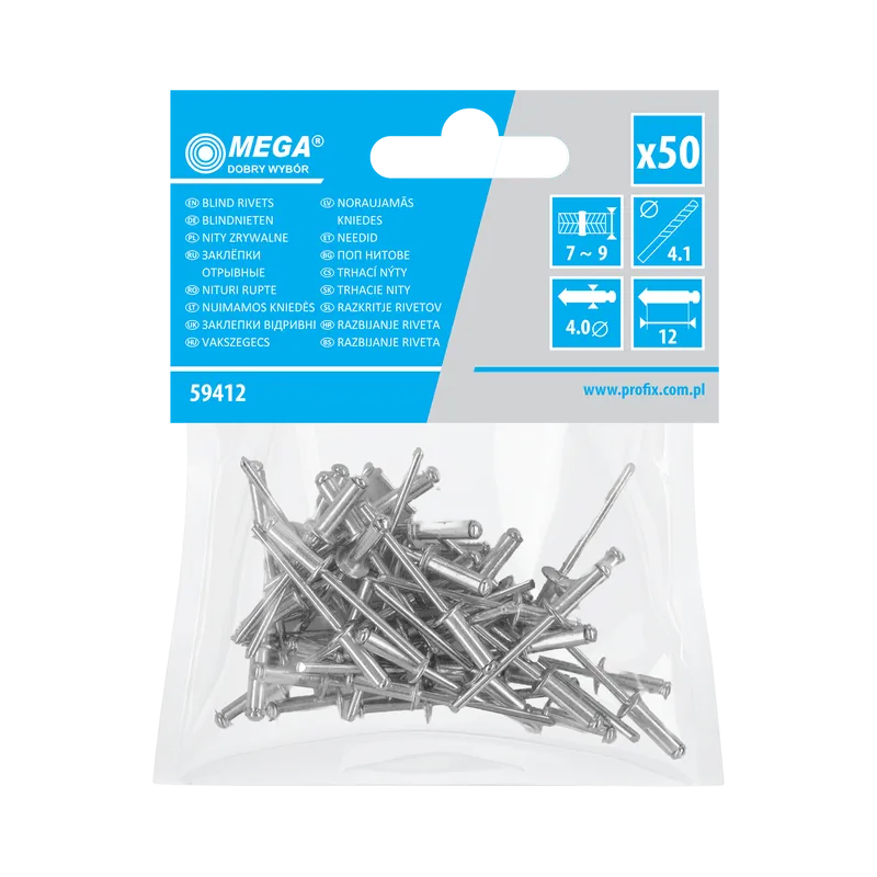 Popnituri Aluminiu 4.0X12.5MM, 50/Set