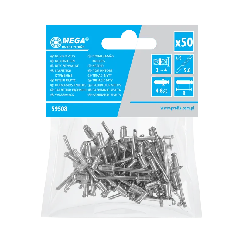 Popnituri Aluminiu 4.8X8.0MM, 50/Set