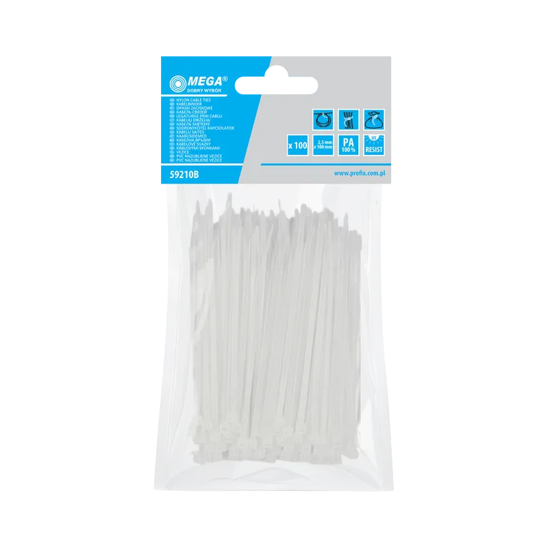 Fasete Legatura Albe 2.5X100MM, 100/Set