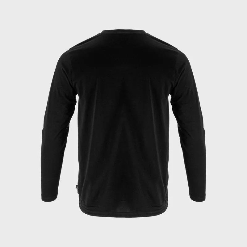 Tricou Bumbac Subtire cu Maneca Lunga / Negru - XL