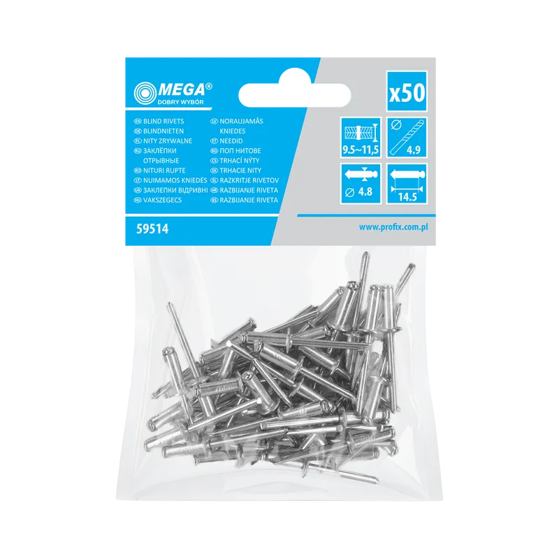 Popnituri Aluminiu 4.8X14.5MM, 50/Set