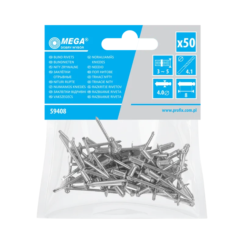 Popnituri Aluminiu 4.0X8.0MM, 50/Set