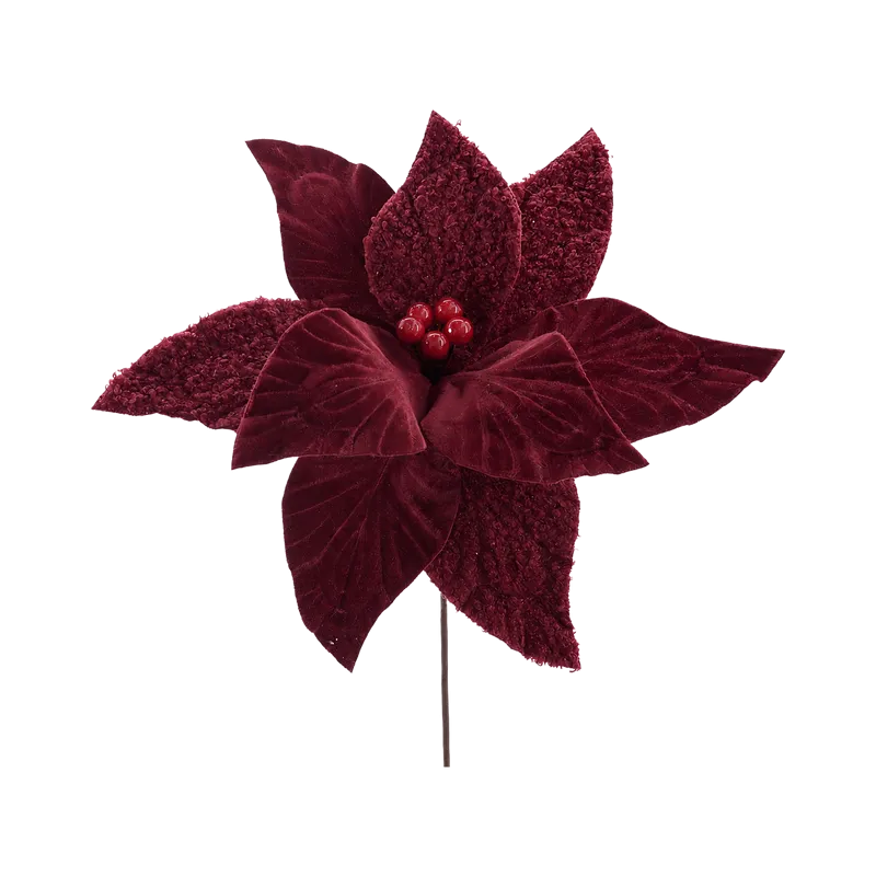 Floare Decorativa de Craciun 28CM / Visiniu