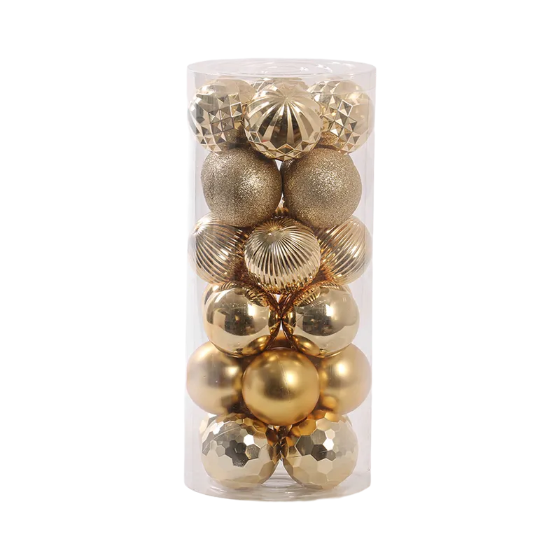Set Ornamente Plastic de Craciun / Auriu - 24P.