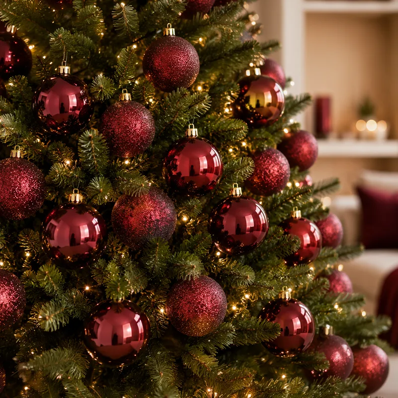 Set Ornamente Plastic de Craciun / Bordo - 24P.