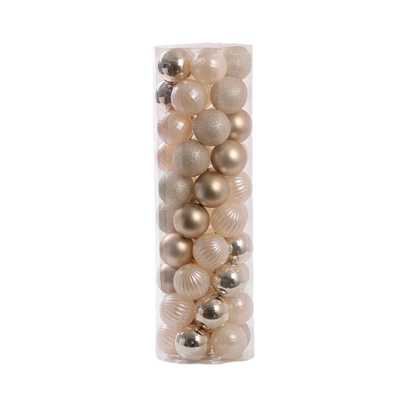 Set Ornamente Plastic de Craciun / Bej-Deschis - 50P.