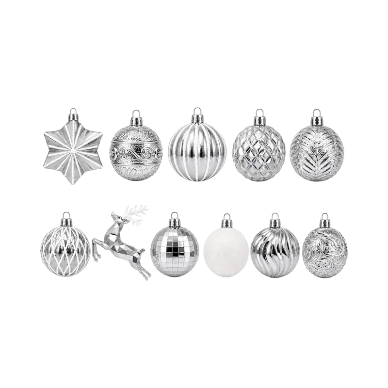 Set Ornamente de Craciun / Argintiu - 48P.