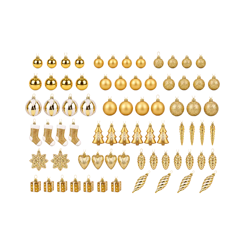 Set Ornamente Diversificate de Craciun / Rosu - 72P.